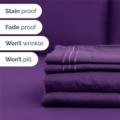 King Size 4 Piece Sheet Set - Ultra-Soft Cooling Bed Sheets - Hotel Luxury Bedding - Deep Pockets - Oeko-Tex Certified - Purple