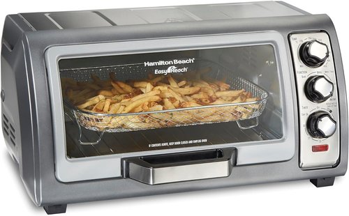 Hamilton Beach Air Fryer Toaster Oven - Large Capacity for 6 Slices or 12” Pizza | 4 Cooking Functions, Stainless Steel