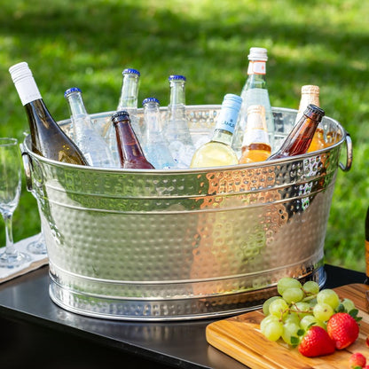 Sol Living Beverage Tub Large Ice Bucket with Handles Single Wall Stainless Steel Ice Bucket and Cooler for Wine, Drinks, Bar, Party, and Gift Beverage Cooler for Indoor and Outdoor Parties
