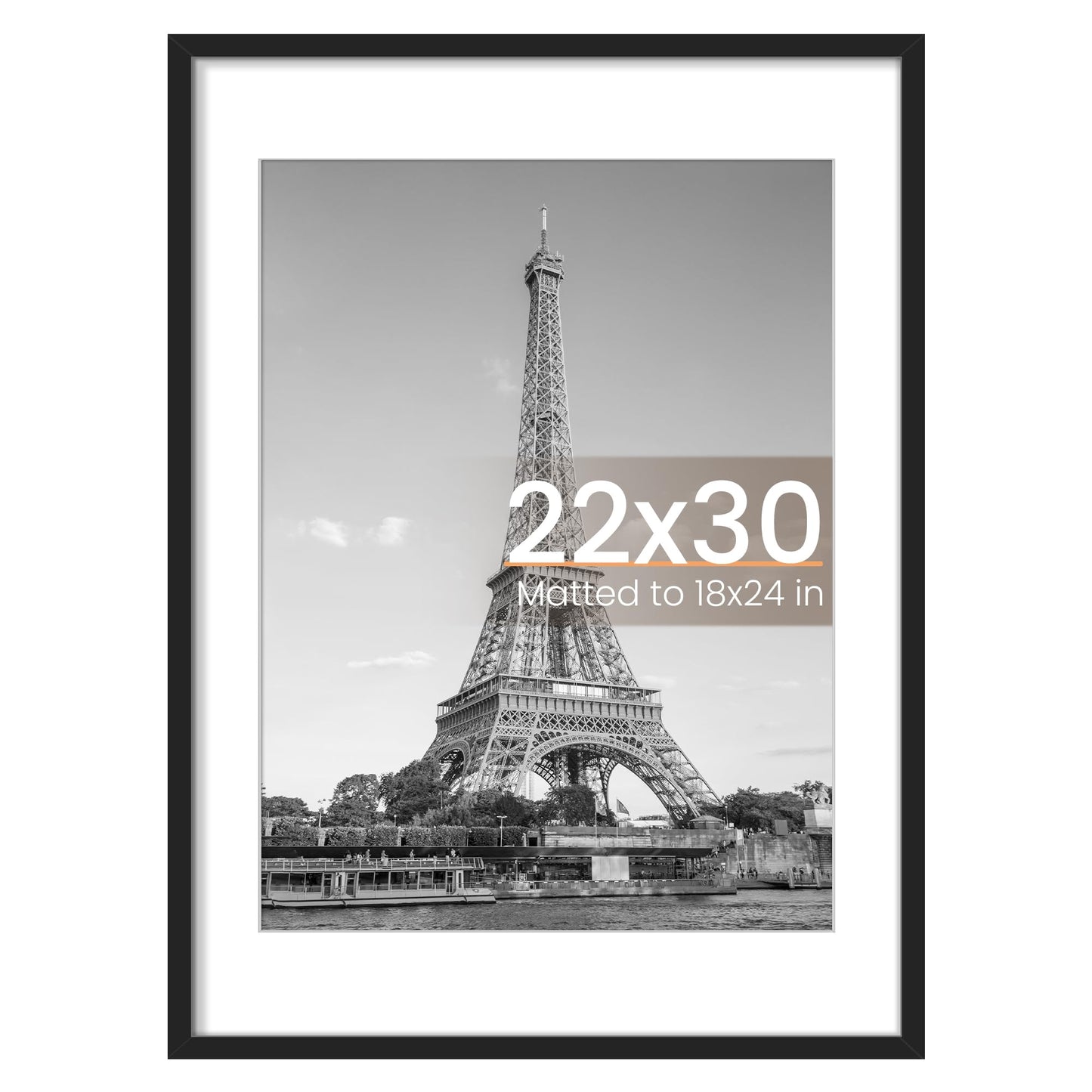 upsimples 22x30 Picture Frame, Display Pictures 18x24 with Mat or 22 x 30 Without, Wall Hanging Poster Frames, Black, 1 Pack