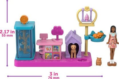 Barbie Mini Land DreamHouse - 3 Playsets with 4 Dolls, Furniture & Accessories | Includes Pet Boutique, Hair Salon & Supermarket