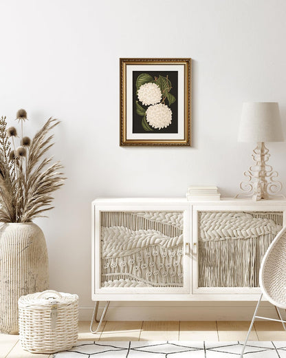 VIYYIEA Gold Framed Canvas Print - White Hydrangea Oil Painting for Home Decor | 13x16in Aesthetic Wall Art