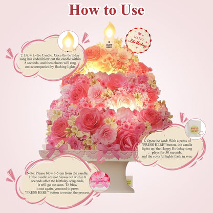 Tcamp Pop-Up Birthday Card - Musical 3D Floral Design | Perfect Gift for Women, Kids & Friends