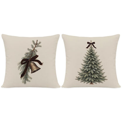 Moody Christmas Tree Bell Bow Throw Pillow Cover 18x18 - Set of 2 (Variation: Bell Bow)