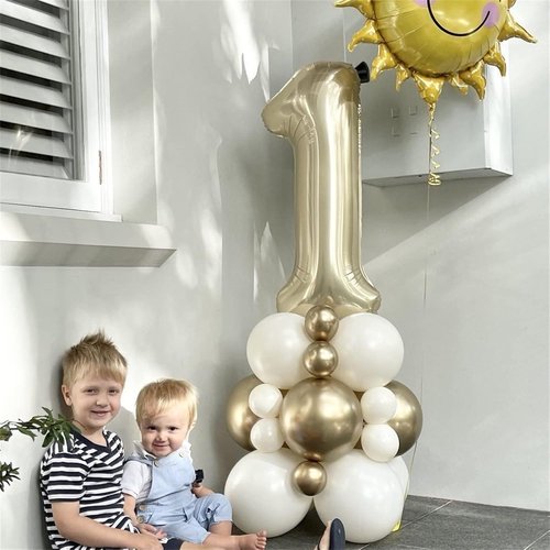 Champagne Gold Foil Balloon Number 4 - 40'' Giant Self-Inflating Helium Balloon for 4th Birthday Celebrations