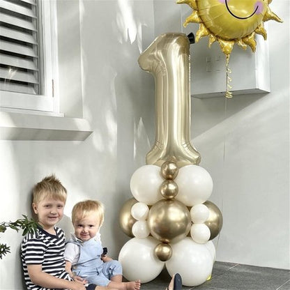 Champagne Gold Foil Balloon Number 4 - 40'' Giant Self-Inflating Helium Balloon for 4th Birthday Celebrations
