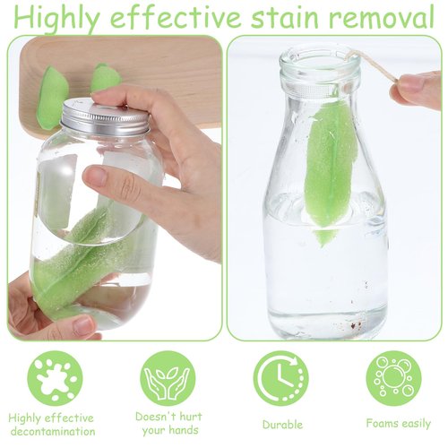 Magic Beans Bottle Cleaner, Mabor 6Pcs Bottle Cleaning Sponge Brush, Reuseable Bean Shape Water Bottle Cleaning Sponge with Rope for Internal Cleaning of Small Mouth