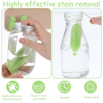 Magic Beans Bottle Cleaner, Mabor 6Pcs Bottle Cleaning Sponge Brush, Reuseable Bean Shape Water Bottle Cleaning Sponge with Rope for Internal Cleaning of Small Mouth