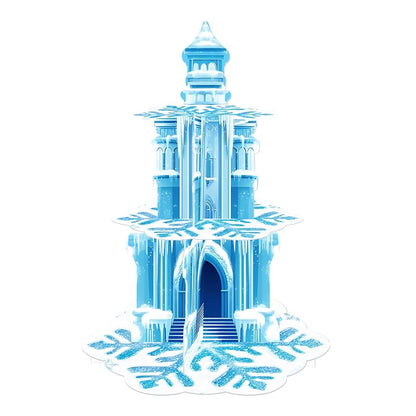 Frozen Birthday Cupcake Stand 3-Tier with Ice Castle & Snowflakes - Blue Snowflake Variation