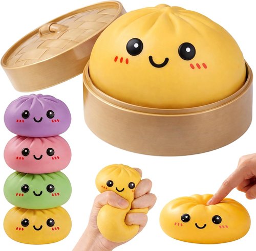 Dumpling Squishy | Mystery Box Squeeze Toy for Stress Relief | Yellow Fidget Toy for Teens & Adults