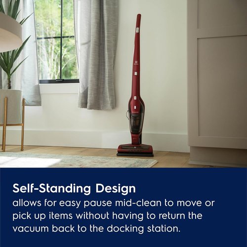 Electrolux Ergorapido Pet Cordless Vacuum Cleaner - 2-in-1 Design with Motorized Pet Nozzle | 48-Minute Run Time, Chili Red