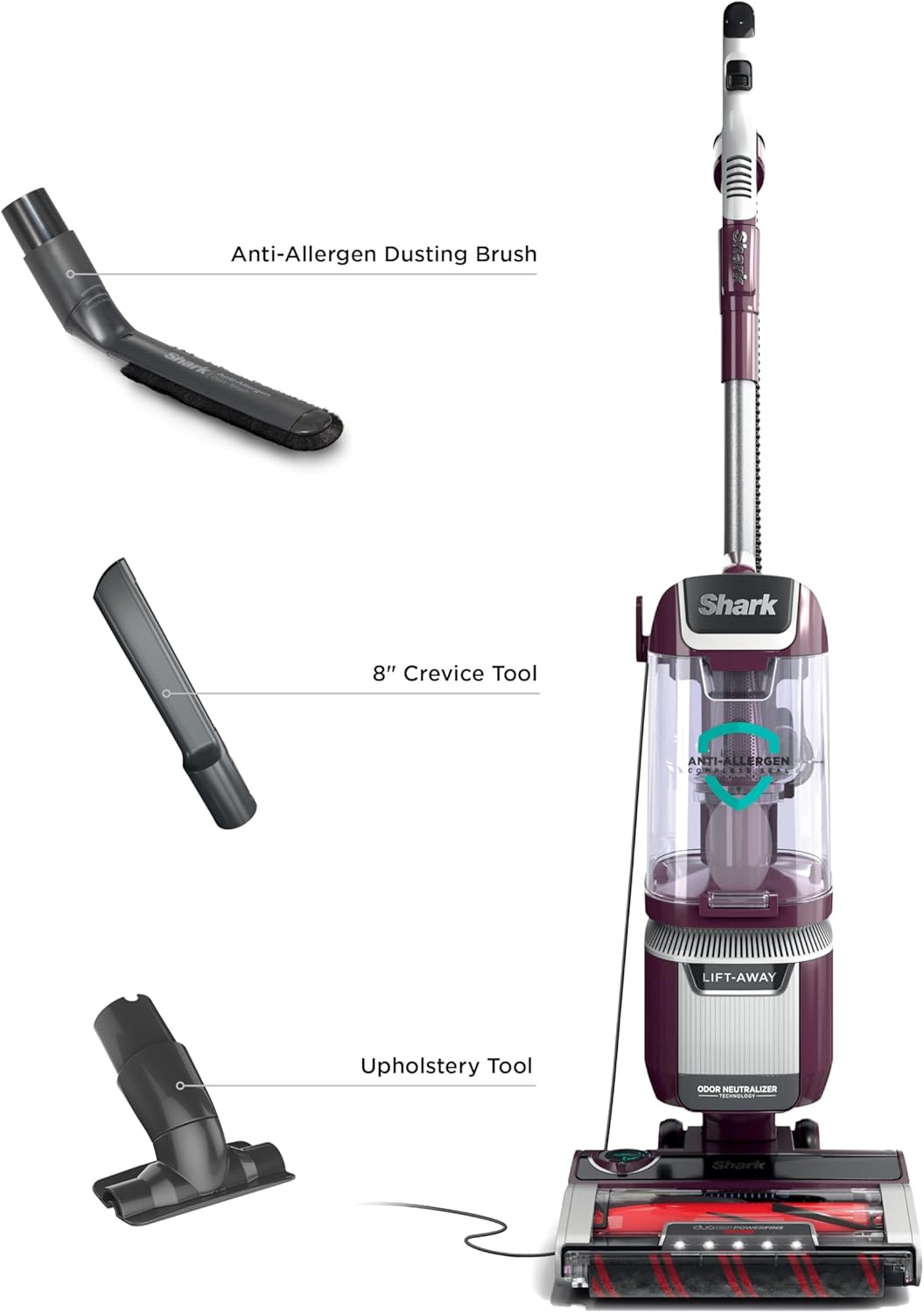 Shark LA702 Rotator Pet Lift-Away Vacuum - DuoClean PowerFins & Odor Neutralizer | Wine Purple