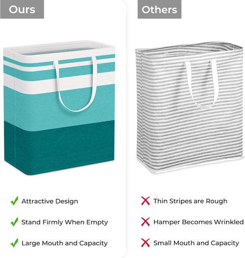 HomeHacks Large Waterproof Laundry Basket - Collapsible Tall Hamper with Extended Handles | 100L Green