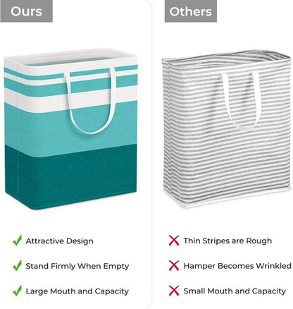 HomeHacks Large Waterproof Laundry Basket - Collapsible Tall Hamper with Extended Handles | 100L Green