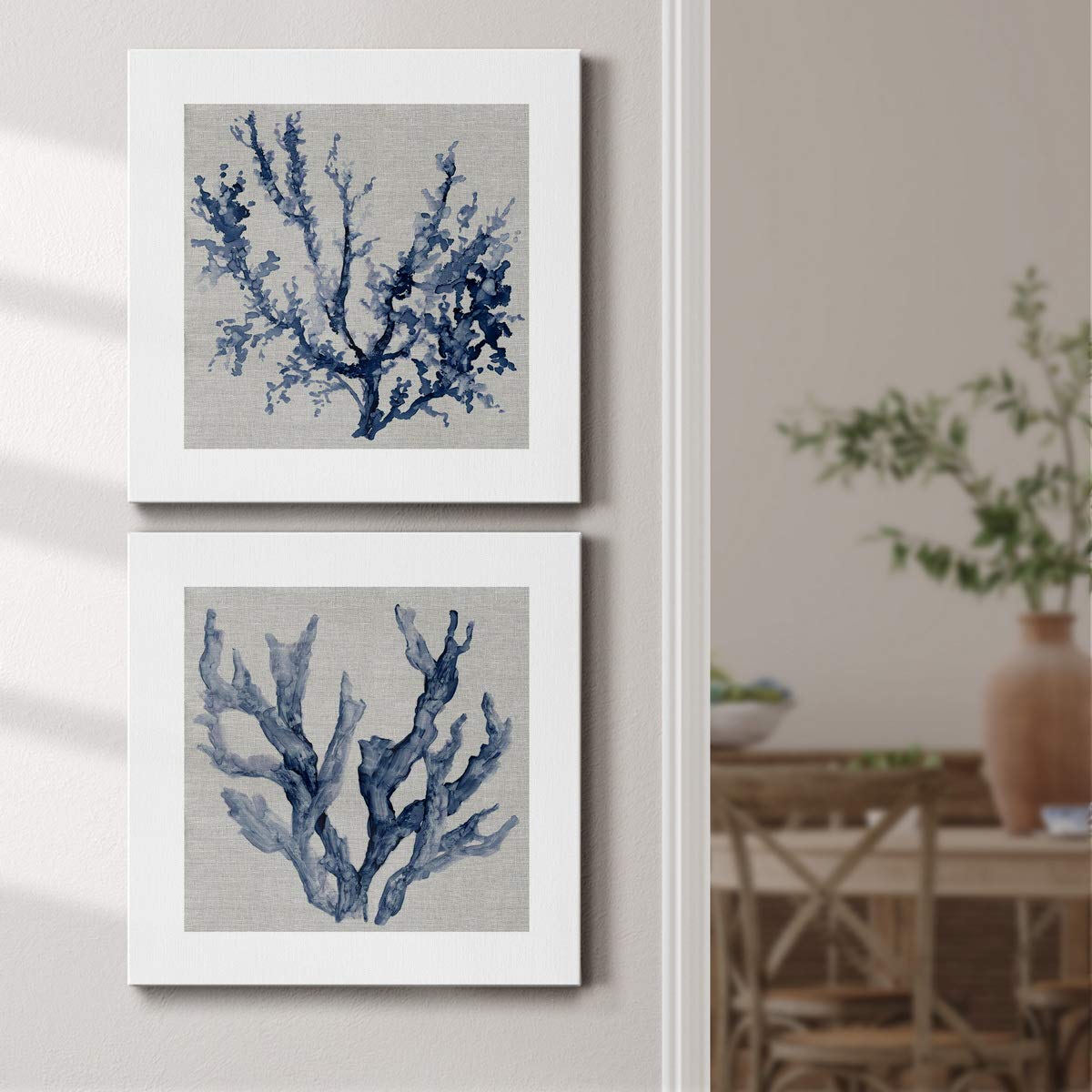 Renditions Gallery Linen Sea Coral III Wall Art, Premium Gallery Wrapped Canvas Decor, Ready to Hang, 16 in H x 16 in W, Made in America Print