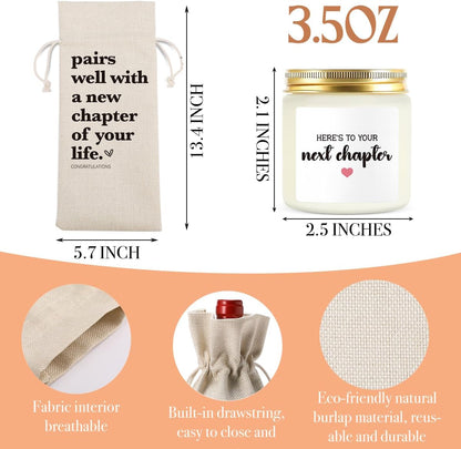 New Chapter Wine Bag Scented Candles Set New Beginnings Gifts for Women Men Farewell Gifts for Friends Going Away Gifts for Coworkers Women Men Moving Away Gifts for Friends New Teacher Gifts