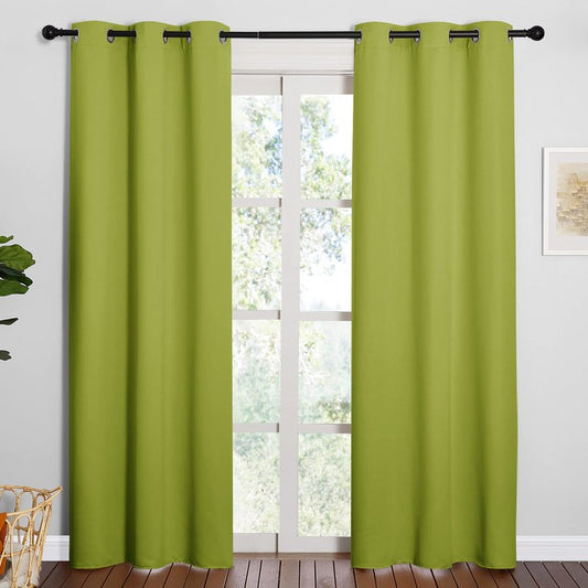 NICETOWN Fresh Green Blackout Curtains 78 inches Length for Bedroom, 2 Panels, 42" Wide, Thermal Insulated Decoration Drapes for Office Window