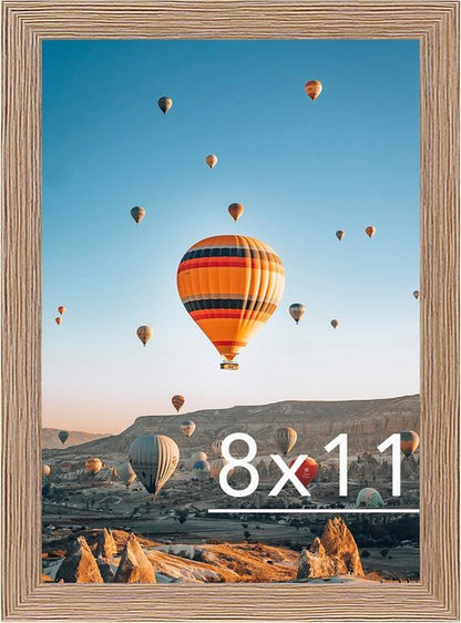 JCJMY 8x11 Picture Frame - Rustic Brown Wall Hanging & Tabletop Display | Versatile Horizontal & Vertical Mounting