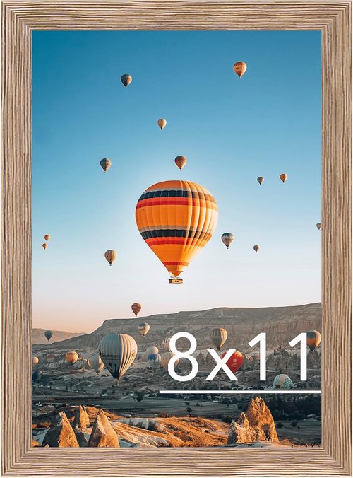 JCJMY 8x11 Picture Frame - Rustic Brown Wall Hanging & Tabletop Display | Versatile Horizontal & Vertical Mounting