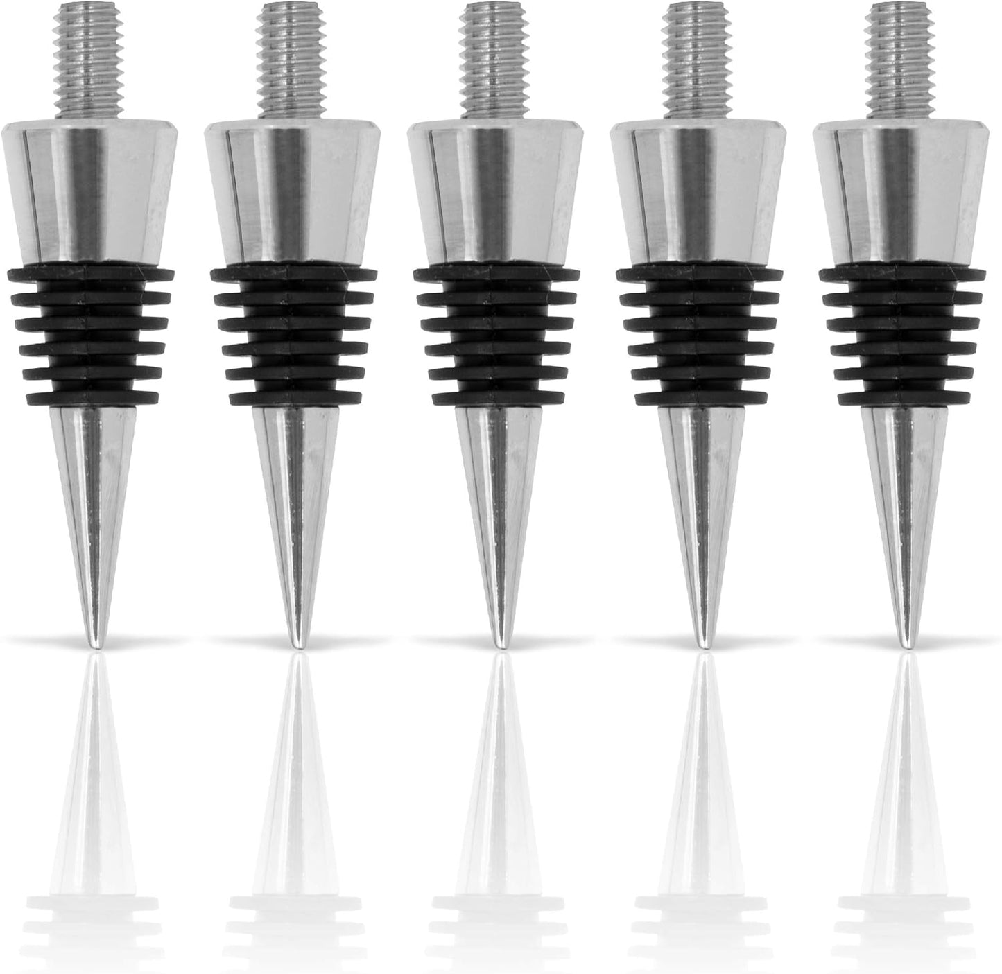 Savannah Classic Chrome Style Bottle Stopper with 3/8" x 16 tpi Threaded Post For Attaching Hand Made or Lathe Turned Handles … (5 Chrome Stoppers)