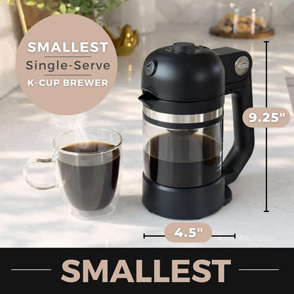 VINCI Micro Café Single-Serve Glass Coffee Brewer - Brews 4oz to 20oz | Compatible with K-Cups & Pods | Enclosed Circle Flow for Richer Flavor (Black)