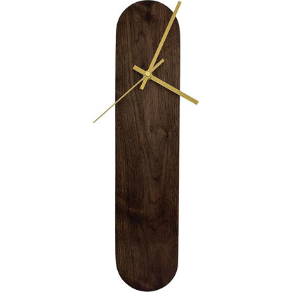 Solid Walnut Oval Wall Clock 18 Inch | Minimalist Silent Quartz Movement