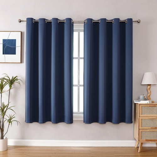 ChrisDowa Blackout Curtains - Thermal Insulated Room Darkening Panels Set (Stone Blue, 52 x 63 Inch)