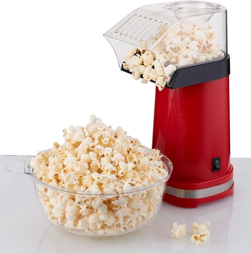 CULINARY CHEF PM102-RED Deluxe Hot Air Popcorn Popper - Fast, Healthy, and Mess-Free | Red Color