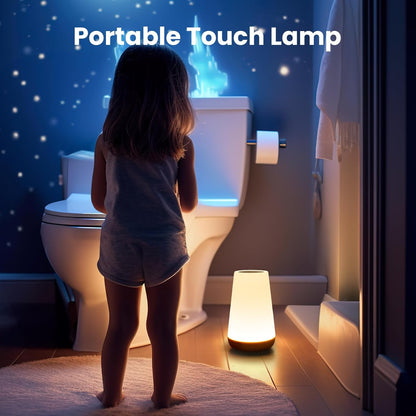 THAUSDAS Dimmable Touch Lamp - Portable Night Light with 5 Brightness Levels & 13 RGB Colors