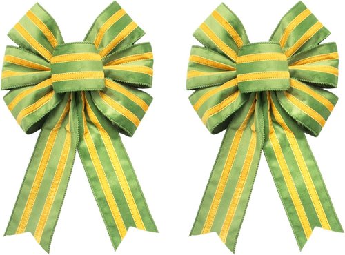 Hying Easter Wreath Bows - 2-Piece Yellow Green Stripes Burlap Decor for Front Door Celebrations