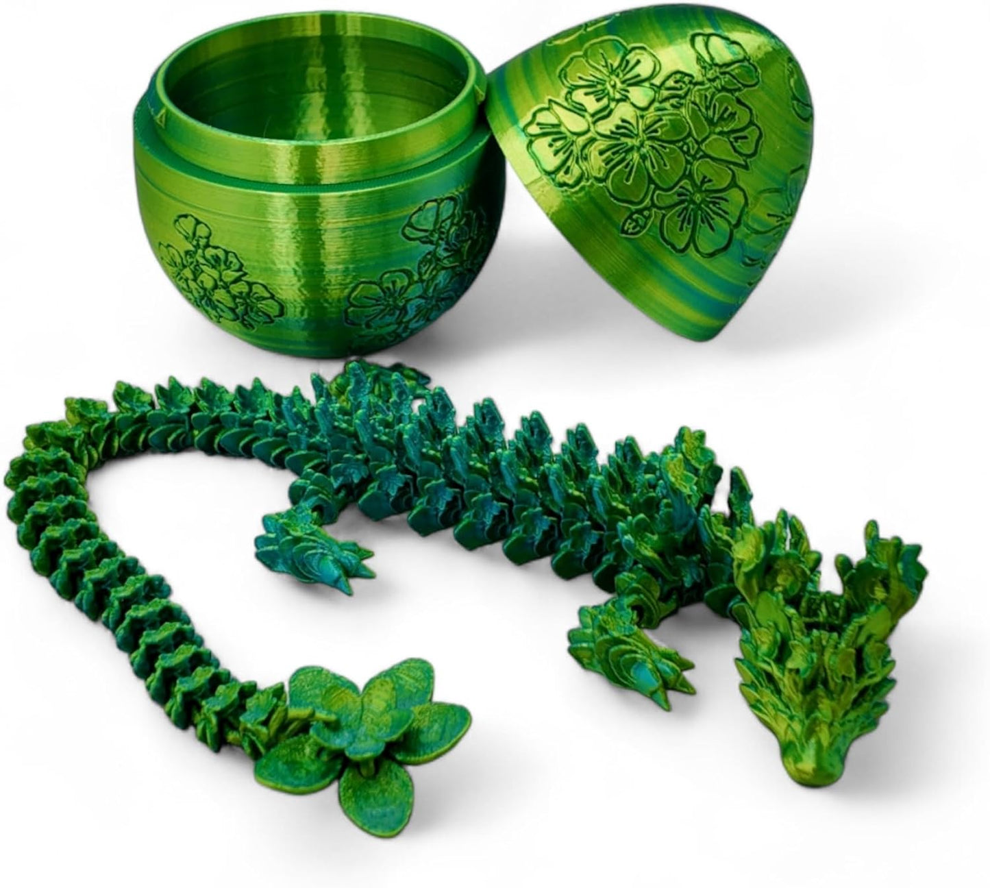 Skiennix Surprise Cherry Blossom Dragon Egg - 14" Articulating Joints for Stress Relief | Blue/Yellow