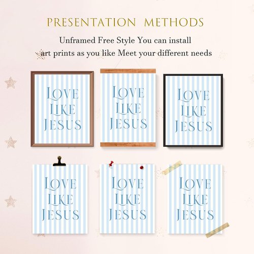 LARTSFRO Coquette Blue Bow Wall Art - Inspirational Christian Decor for Bedroom & Bathroom | Set of 4 Unframed 10x8 Inch Prints
