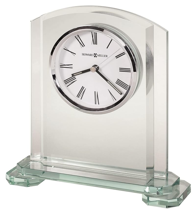 Howard Miller Chester Modern Tabletop Clock 555-208 - Glass Panels, White Dial