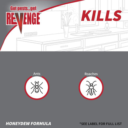 REVENGE Liquid Ant Bait Stations - Pack of 3, Ready-to-Use for Indoor & Outdoor Ant Control