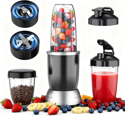 Smoothie Blender - 25000 RPM Portable Countertop Blender with 37oz, 32oz, 23oz Cups & 3 Lids