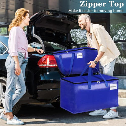 HomeHacks Heavy-Duty Moving Bags - 8-Pack Storage Totes with Strong Zippers & Handles | 93L (Blue)