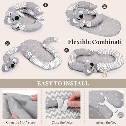 Koala 4-in-1 Tummy Time Mat - Educational Play Mat & Sitting Support for Infants 0-12 Months