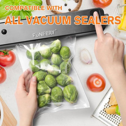 FUNFERY Vacuum Sealer Bags - 200 Pint 6" x 10" BPA-Free Bags for Long-Term Food Storage & Sous Vide