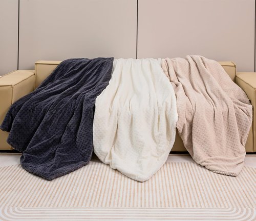 Dowin Heated Blanket Electric Blanket - Throw Size Waffle Fleece Heating Warming Blankets with Auto Shut Off for Couch Office Chair Bed Adults Fuzzy Cozy Machine Washable 50x60 Beige