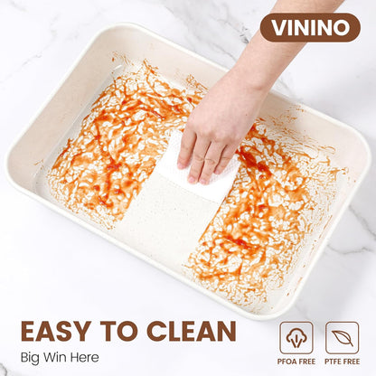 Vinino 8-Piece Nonstick Baking Pans Set - Includes Muffin, Loaf, Cake Pans & Roasting Pan | Oven Safe