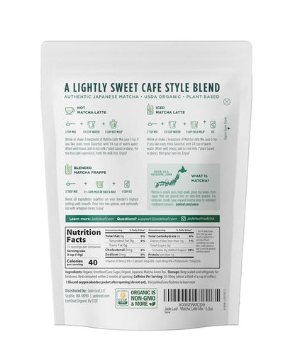 Jade Leaf Matcha Organic Matcha Latte Mix - Lightly Sweet Japanese Matcha Green Tea Powder with Organic Cane Sugar for Café Style Blend, 5.3 Ounce / 150g (Pack of 1)