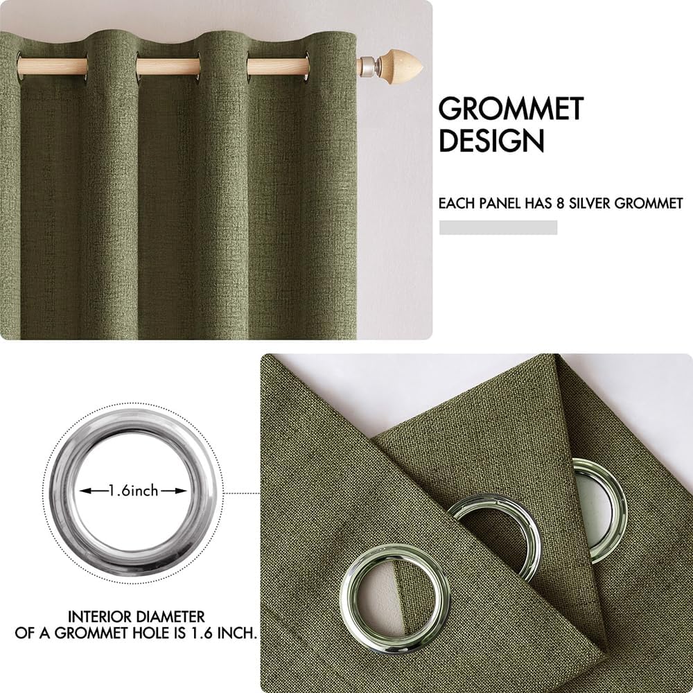 MIULEE Blackout Curtains - 100% Thermal Insulated Light Olive Green Drapes | 52x90 Inch (2 Panels)