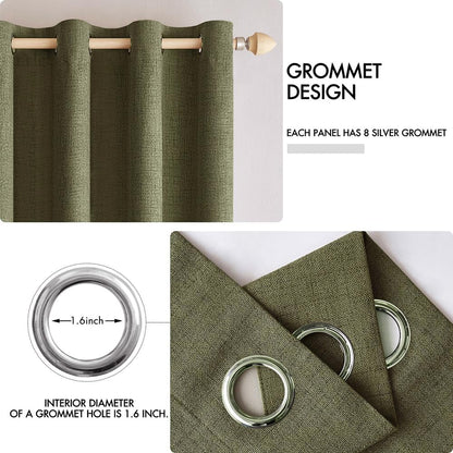 MIULEE Blackout Curtains - 100% Thermal Insulated Light Olive Green Drapes | 52x90 Inch (2 Panels)