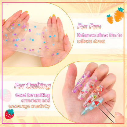 TINKRSTUFF Fruit Slice Polymer Clay Slime Add-Ins - 24-Grid Assorted Fimo Sprinkles for Nail Art & DIY Crafting