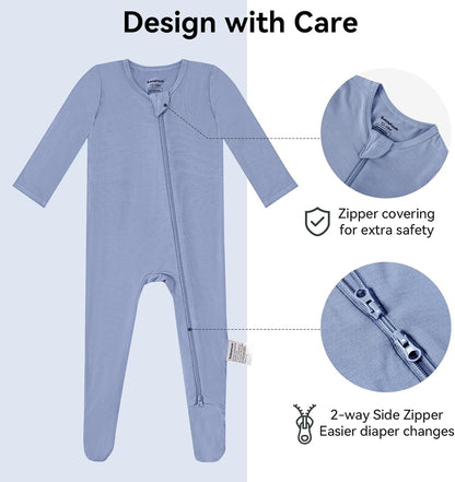Okayinn BubblePanda Baby Pajamas - Bamboo Rayon Zip-Front Non-Slip Onesie for Boys & Girls