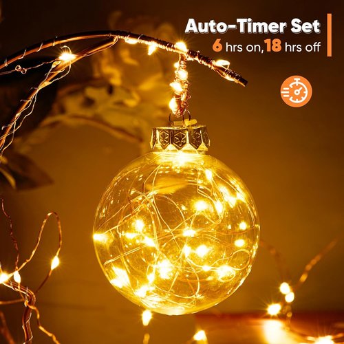 Ariceleo Outdoor String Lights - 65.6 Ft Battery Operated LED Fairy Lights with Remote & Timer | Waterproof Warm White Twinkle Lights for Weddings, Parties & More