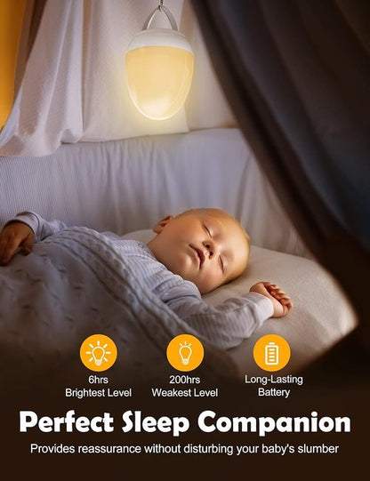 JolyWell Baby Night Light - Portable Touch Lamp with Charging Pad & Timer | White, 2-In-1 Design