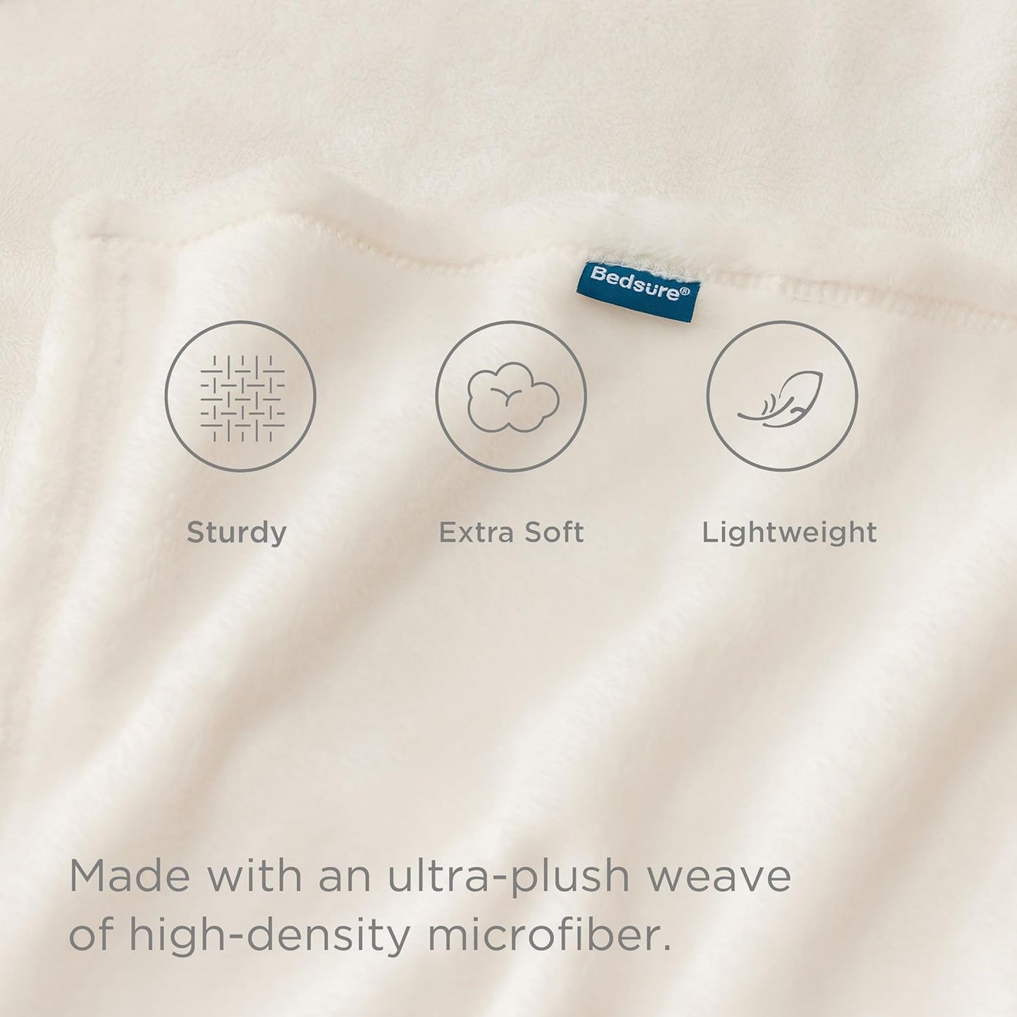 Bedsure GentleSoft Fleece Blanket - Queen Size Cream Plush Microfiber, Soft & Cozy 90x90 Inches