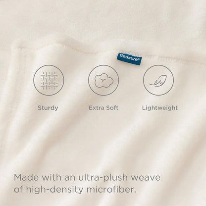 Bedsure GentleSoft Fleece Blanket - Queen Size Cream Plush Microfiber, Soft & Cozy 90x90 Inches