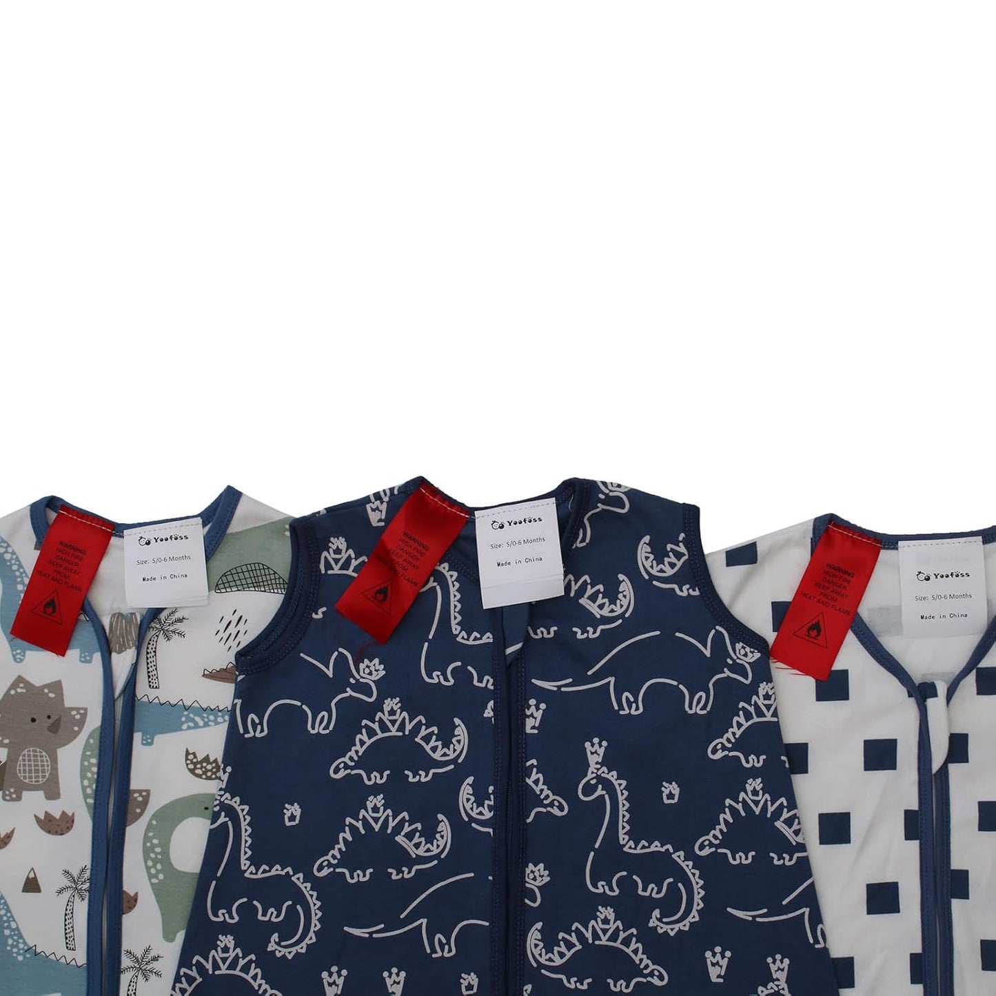 Yoofoss Baby Sleep Sack - 100% Organic Cotton Wearable Blanket | 2-Way Zipper, 0.5 TOG, 3 Pack (0-6 Months)